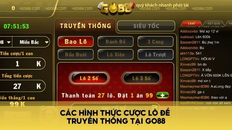 Các hình thức cược lô đề truyền thống tại GO88