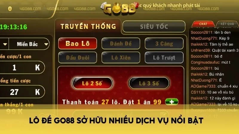 Lô đề GO88 sở hữu nhiều dịch vụ nổi bật    