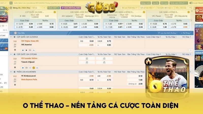 O Thể Thao - Nền tảng cá cược thể thao toàn diện tại Cổng game Go88